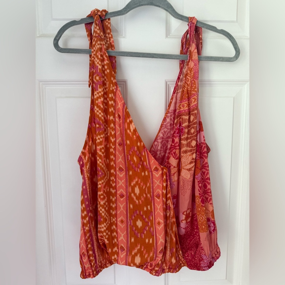 Free People Pink and Orange Boho Tank Top
